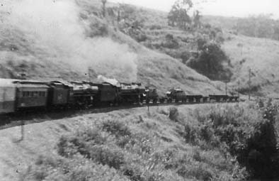 A train in rebel-infested area near Tasikmalaya. Note the armored cars ahead.