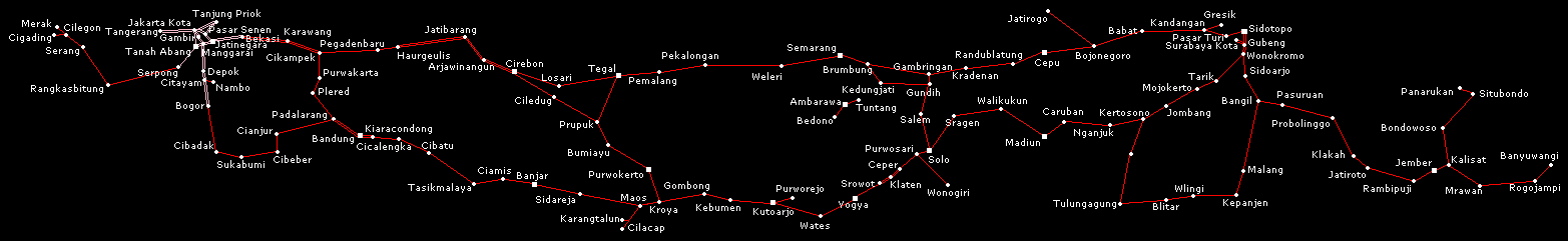 map of java. Railway Map of Java (as of